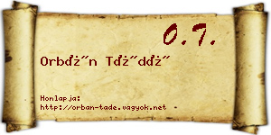 Orbán Tádé névjegykártya