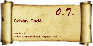 Orbán Tádé névjegykártya